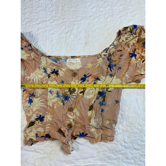 Areopostale y2k floral print front tie crop top size medium - Picture 7 of 7